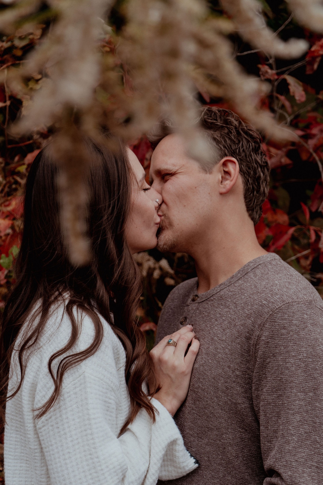 Couple kissing in autumn